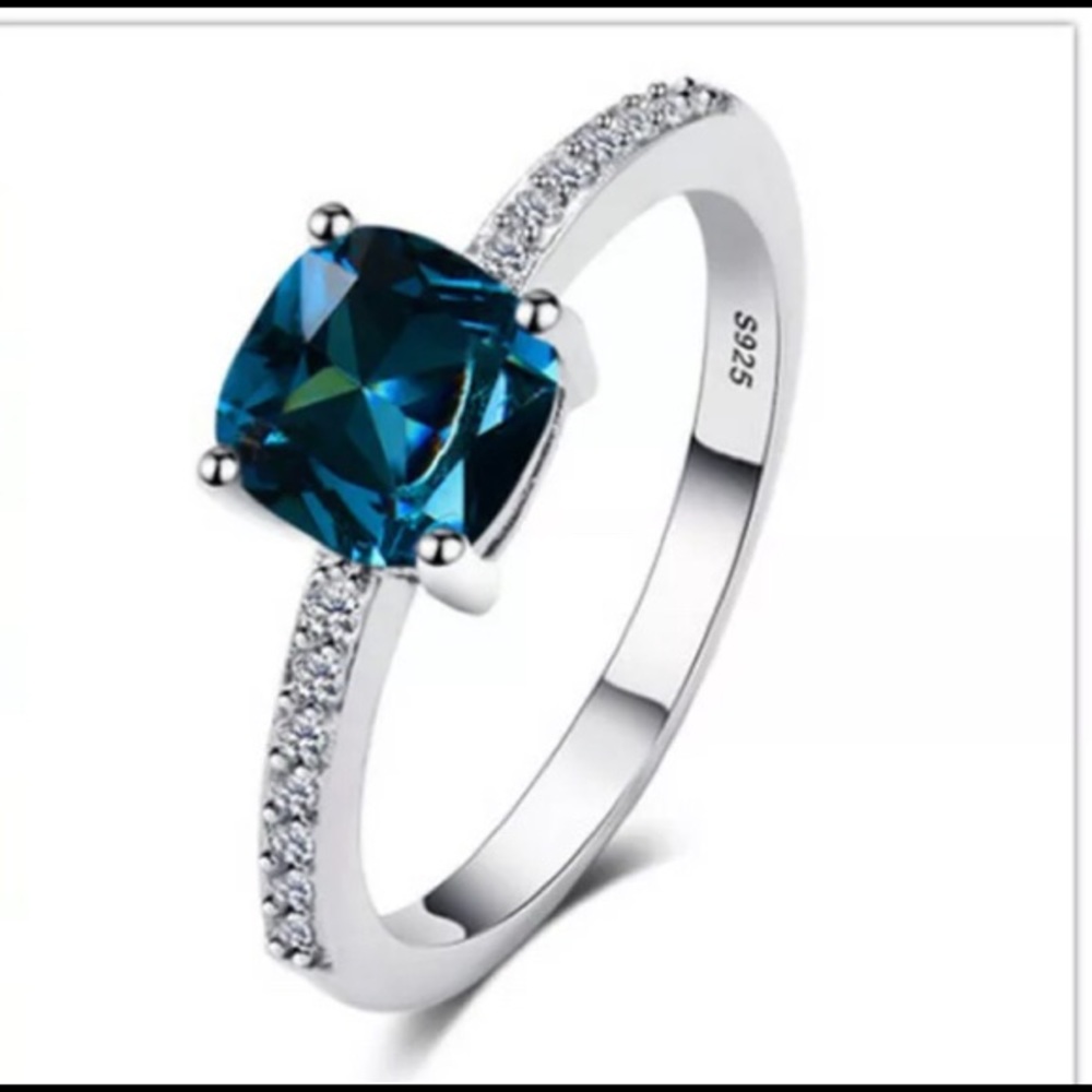 Peacock Blue 925 Silver Ring
